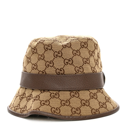 Gucci Monogram Textured Dollar Calfskin GG Jago Bucket Hat S Cacao Beige 5 of 9