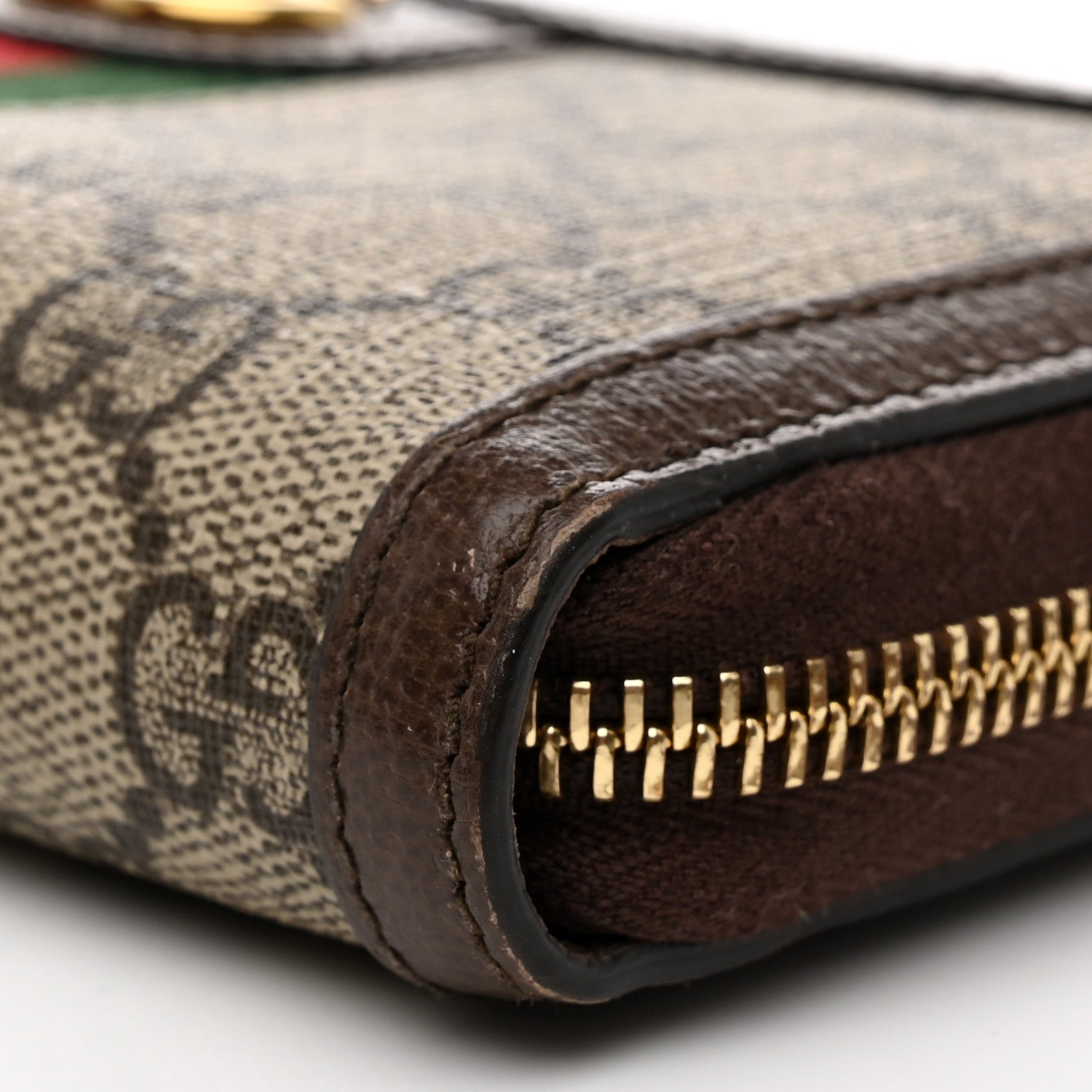 Gucci GG Supreme Monogram Web Ophidia Zip Around Wallet Brown 9 of 10