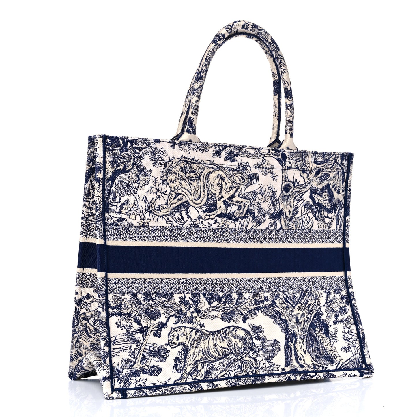 Canvas Embroidered Large Dioriviera Toile De Jouy Book Tote Blue