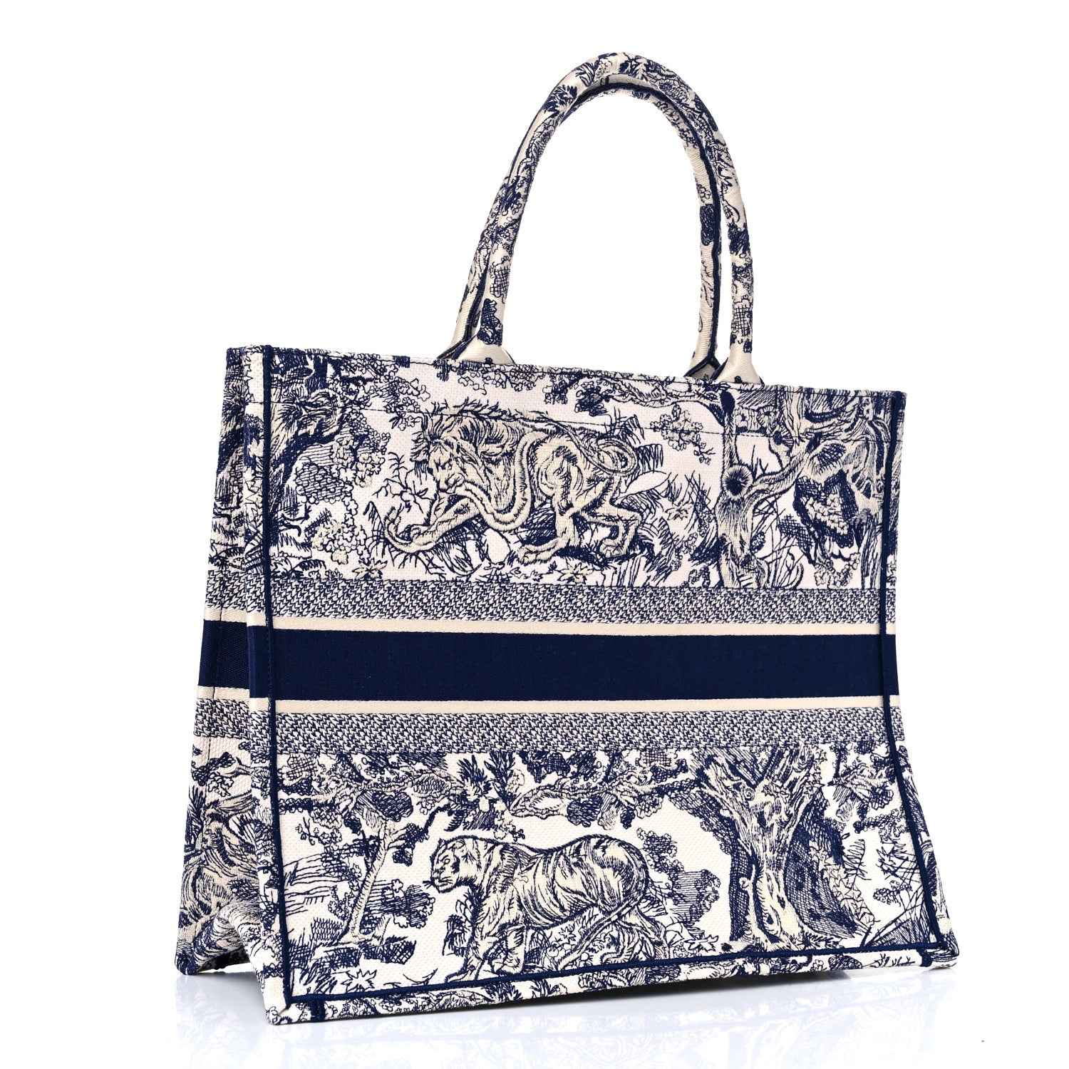Christian Dior Canvas Embroidered Large Dioriviera Toile De Jouy Book Tote Blue 2 of 8