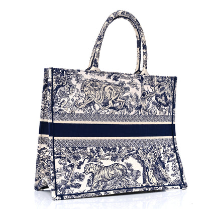 Christian Dior Canvas Embroidered Large Dioriviera Toile De Jouy Book Tote Blue 2 of 8