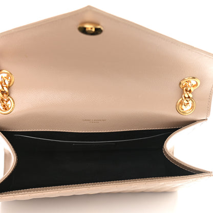 Saint Laurent Grain De Poudre Textured Mixed Matelasse Medium Triquilt Monogram Satchel Dark Beige 4 of 9