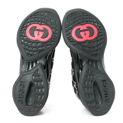 Gucci Tela Retino Mesh Crystal Suede GG Monogram Womens Gucci Run Sneakers 39 Black Silver 6 of 11