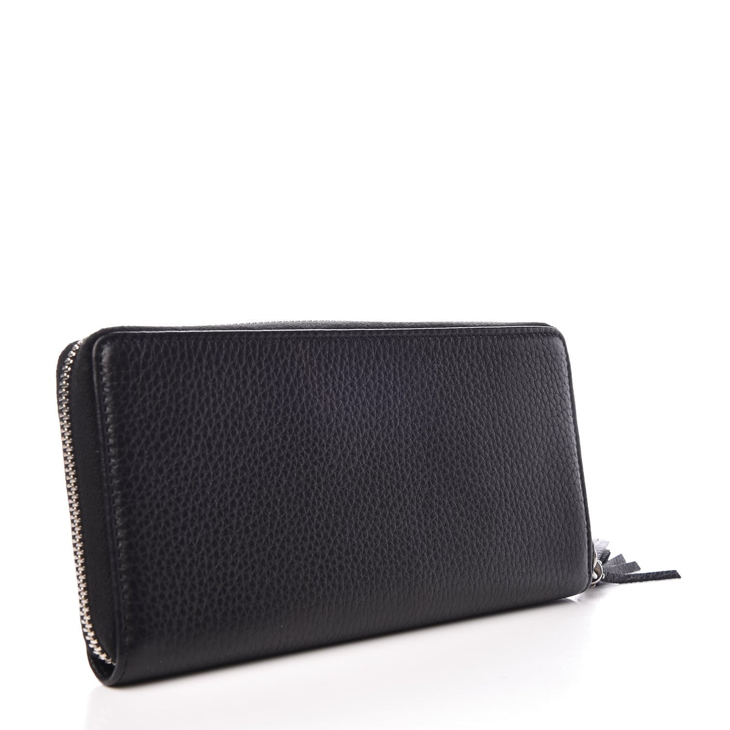 Pebbled Calfskin Studded Soho Zip Around Wallet Black