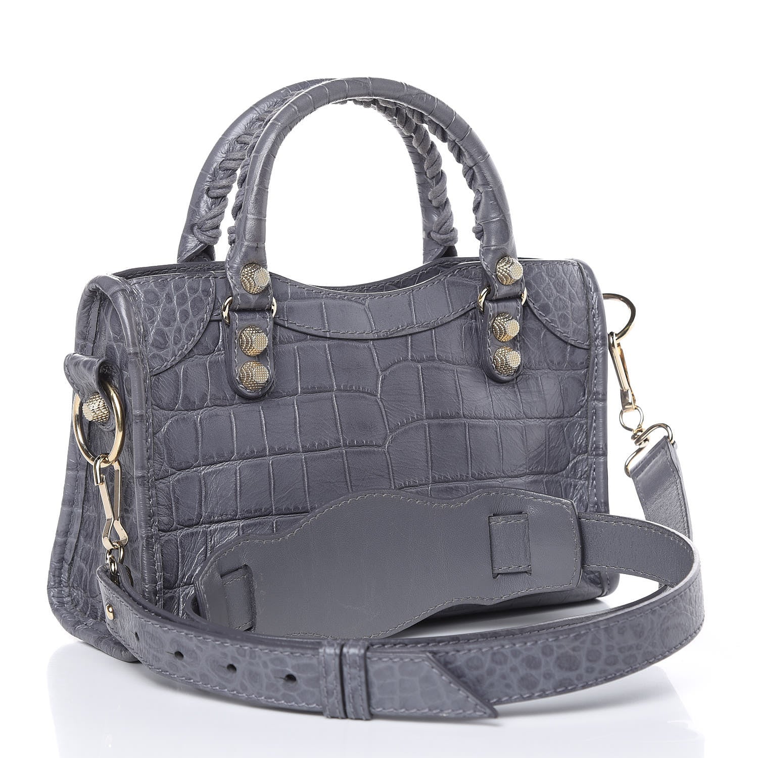Balenciaga Calfskin Crocodile Embossed Giant 12 Gold Hardware Mini City Gris Beton 3 of 11