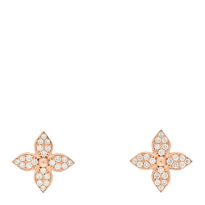 Louis Vuitton 18K Pink Gold Diamond Star Blossom Stud Earrings 1 of 4