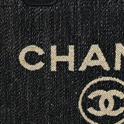Chanel Denim Medium Deauville Tote Dark Blue White 12 of 13