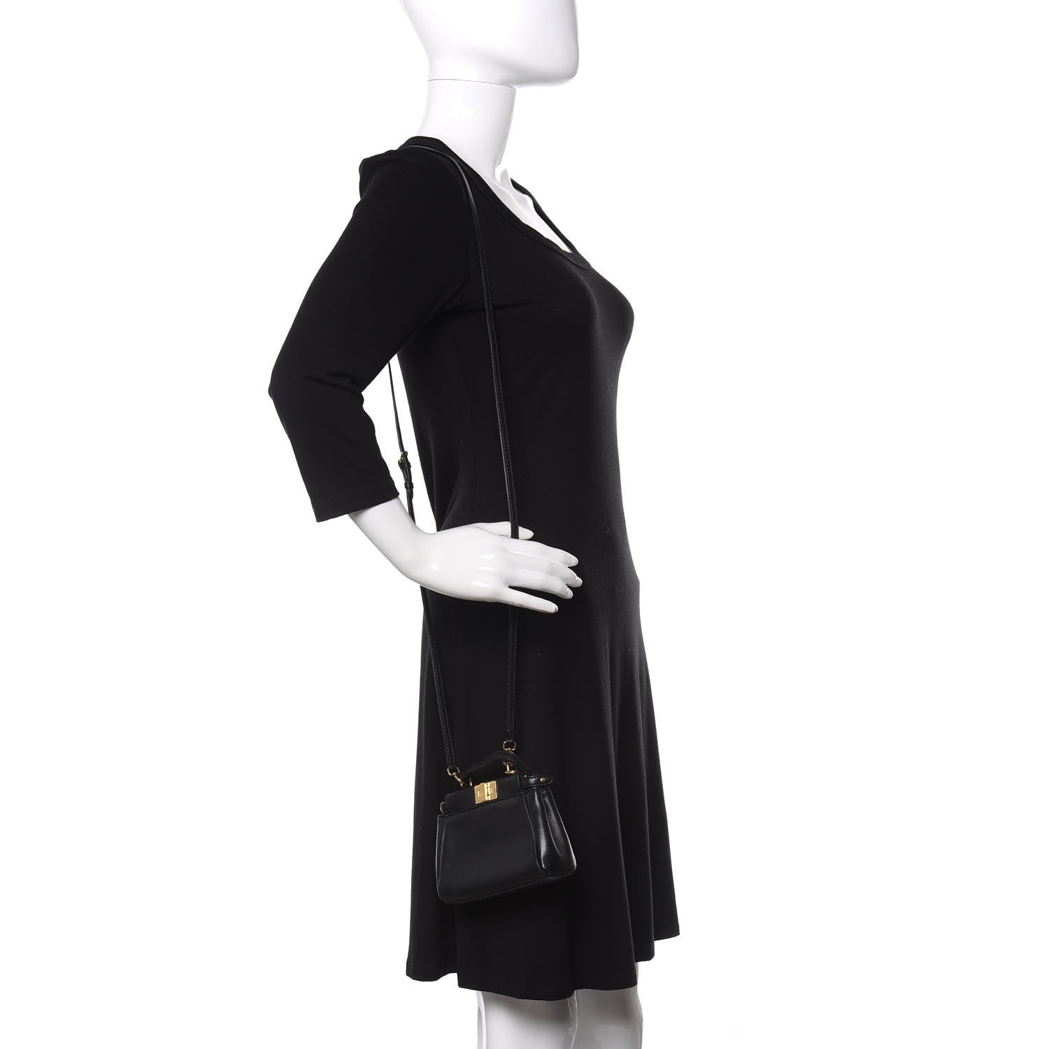Fendi Nappa Micro Peekaboo Iconic Satchel Black 2 of 9