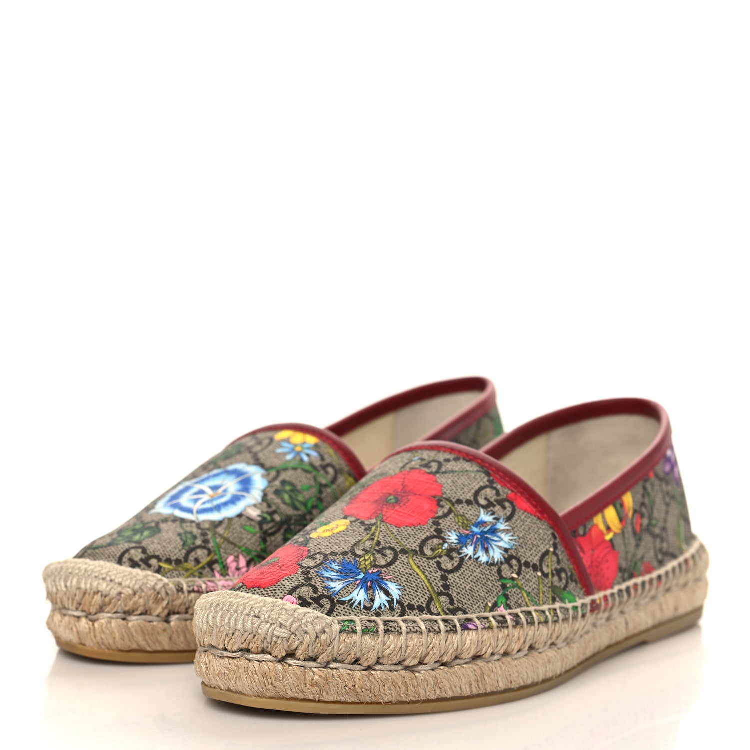 Gucci GG Supreme Monogram Tian Womens Espadrilles 37 Beige Multicolor Red 3 of 9