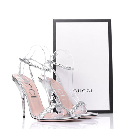 Gucci Metallic Nappa Braided Sandals 41.5 Silver 9 of 9