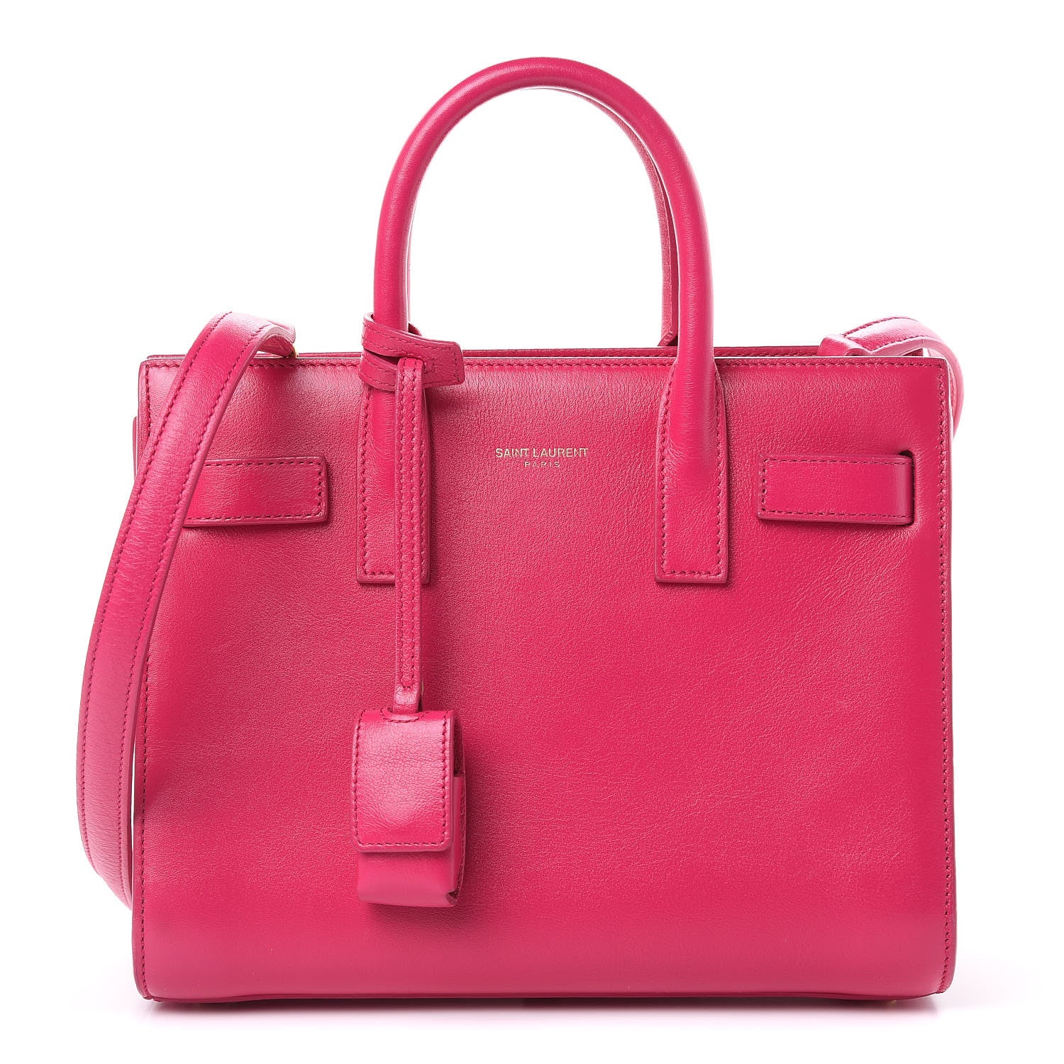 Saint Laurent Calfskin Nano Sac De Jour Lipstick Fuchsia 1 of 12
