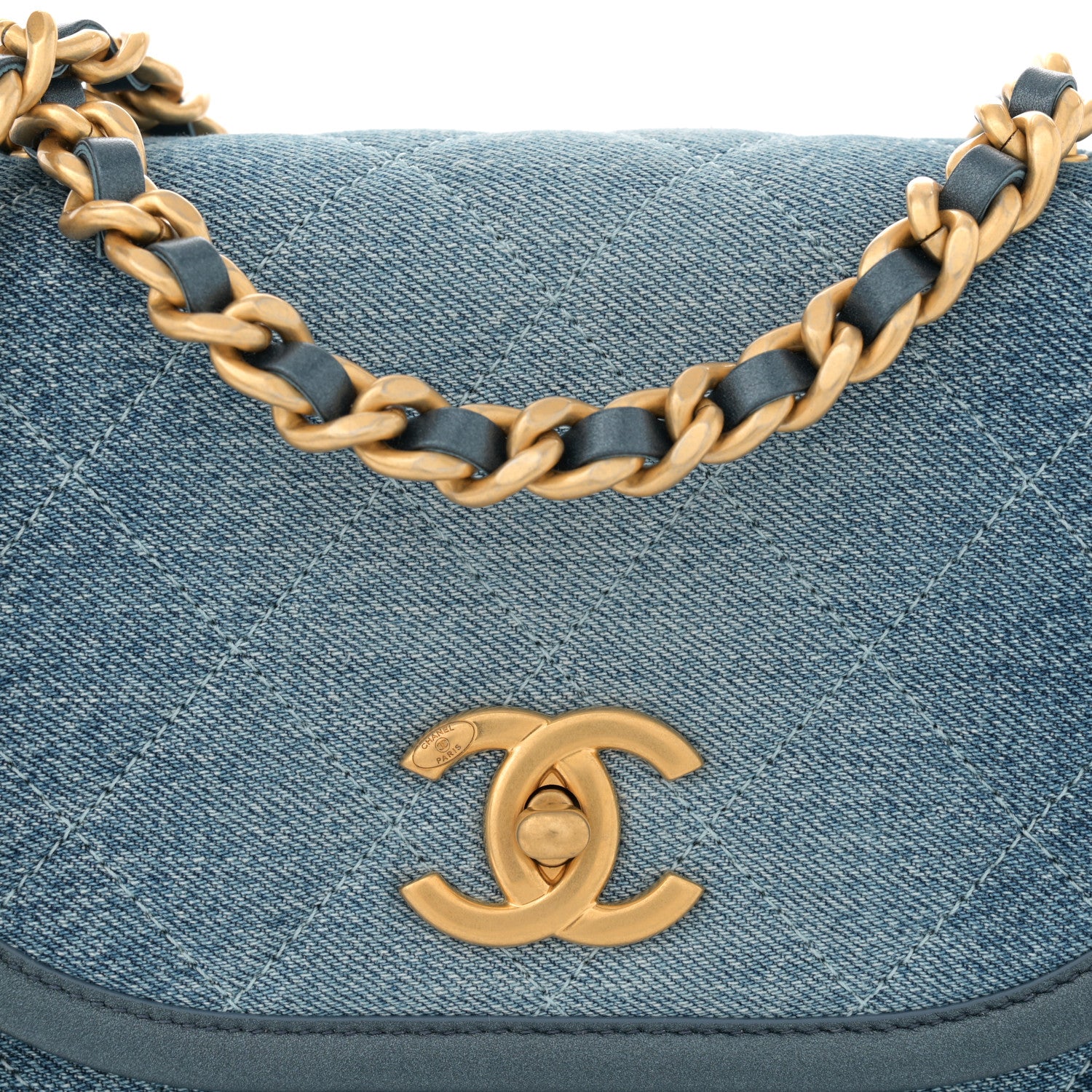 Chanel Washed Denim Quilted Small Messenger Flap Blue 8 of 11