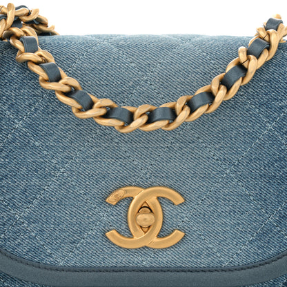 Chanel Washed Denim Quilted Small Messenger Flap Blue 8 of 11