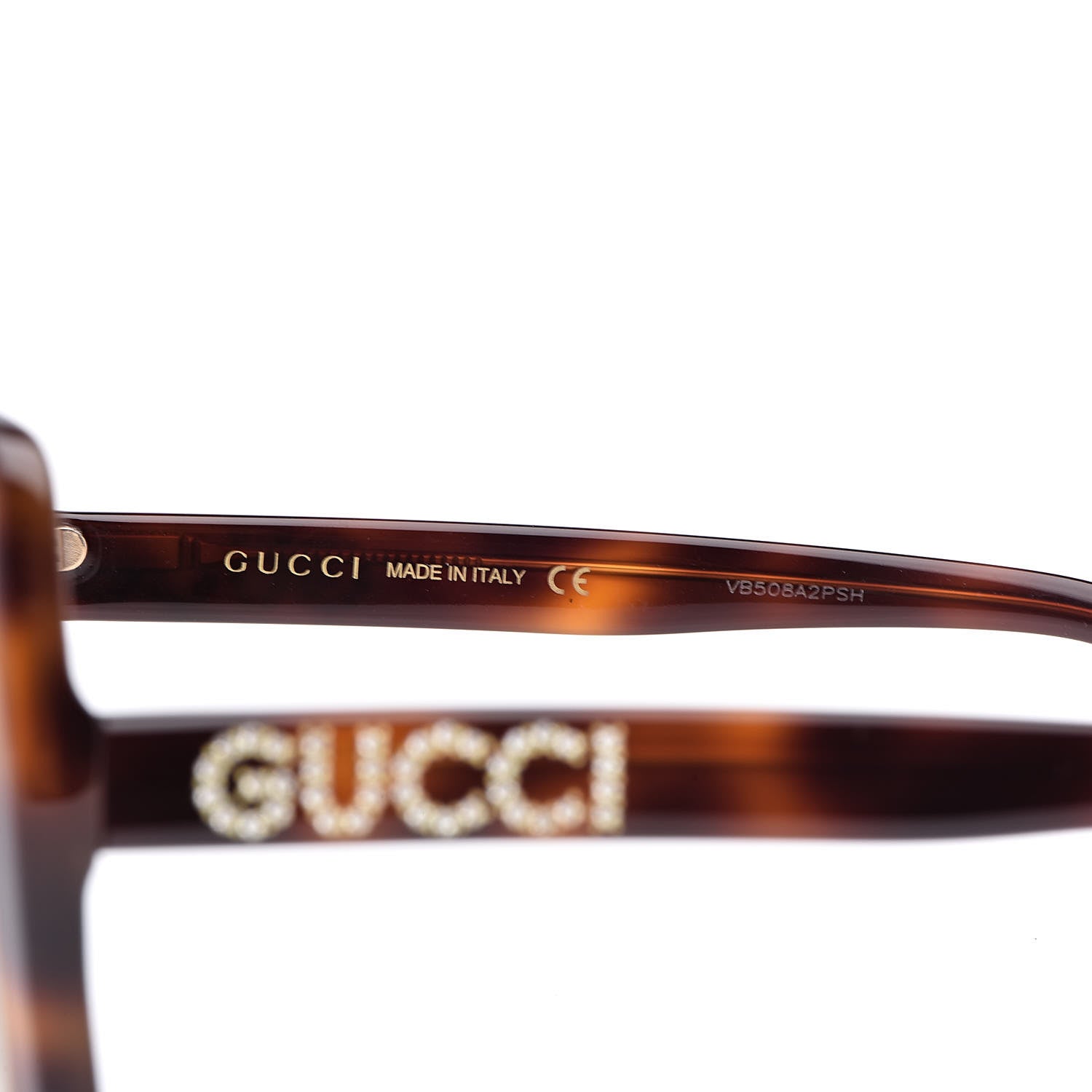 Gucci Square Frame Crystal Sunglasses GG 0418S Tortoiseshell 5 of 7