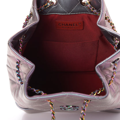 Chanel Iridescent Lambskin Calfskin Quilted Gabrielle Backpack Light Purple 5 of 9