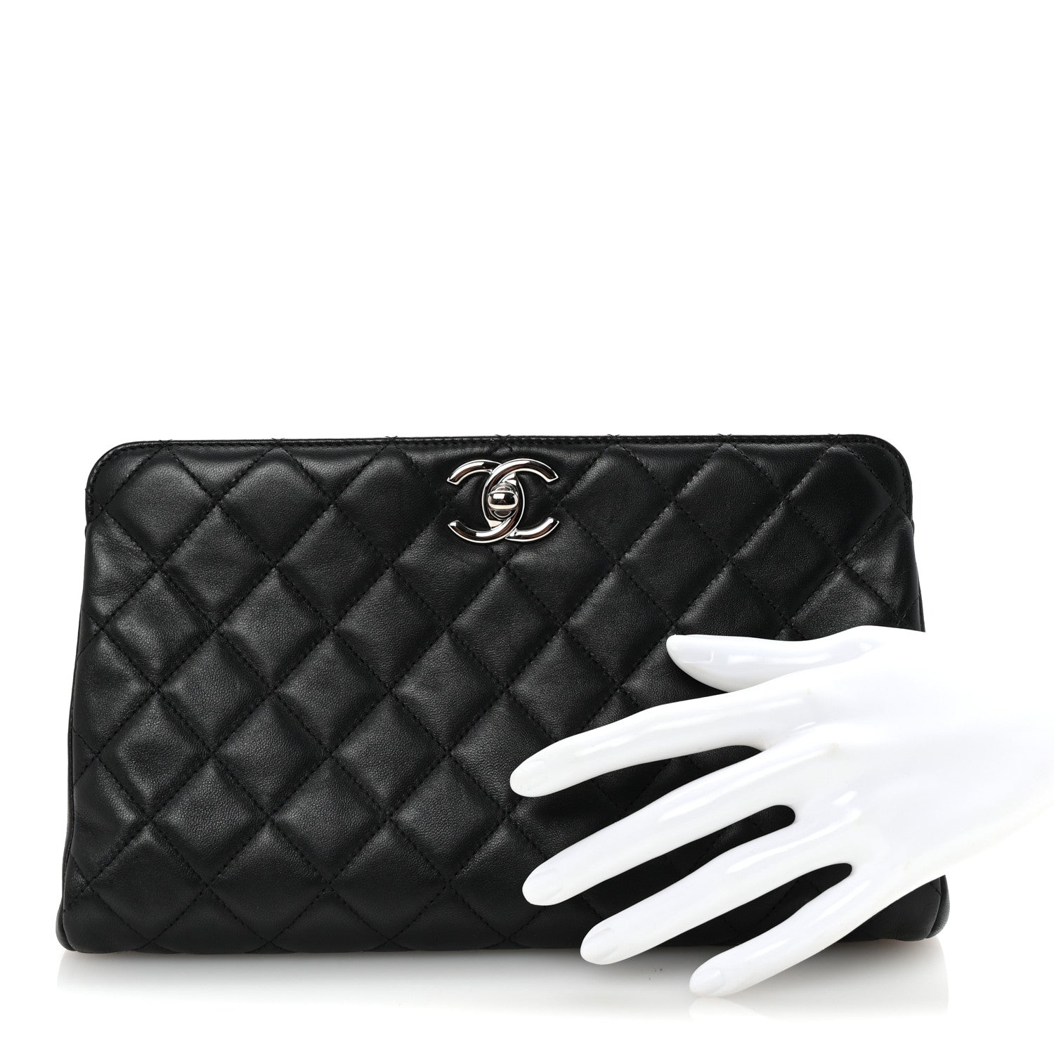 Chanel Lambskin Quilted Clutch Black 2 of 7