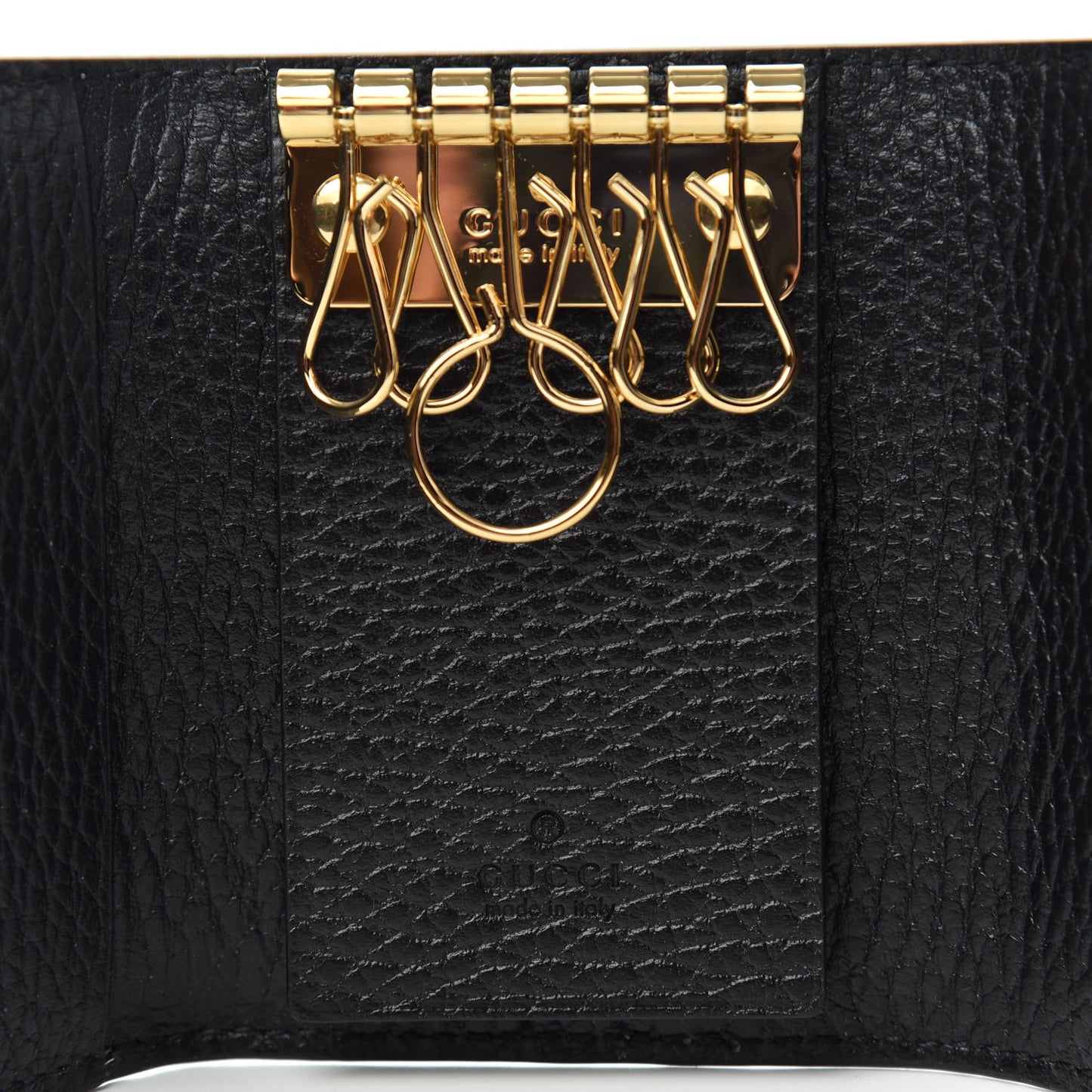 Dollar Calfskin GG Supreme Monogram GG Marmont 6 Key Holder Case Black Beige Ebony