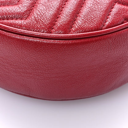 Gucci Glazed Calfskin Matelasse Heart Mini GG Marmont Round Shoulder Bag Romantic Cerise 9 of 12