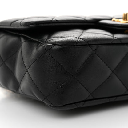 Chanel Lambskin Quilted Small Wenge Wood Flap Black Black 9 of 11