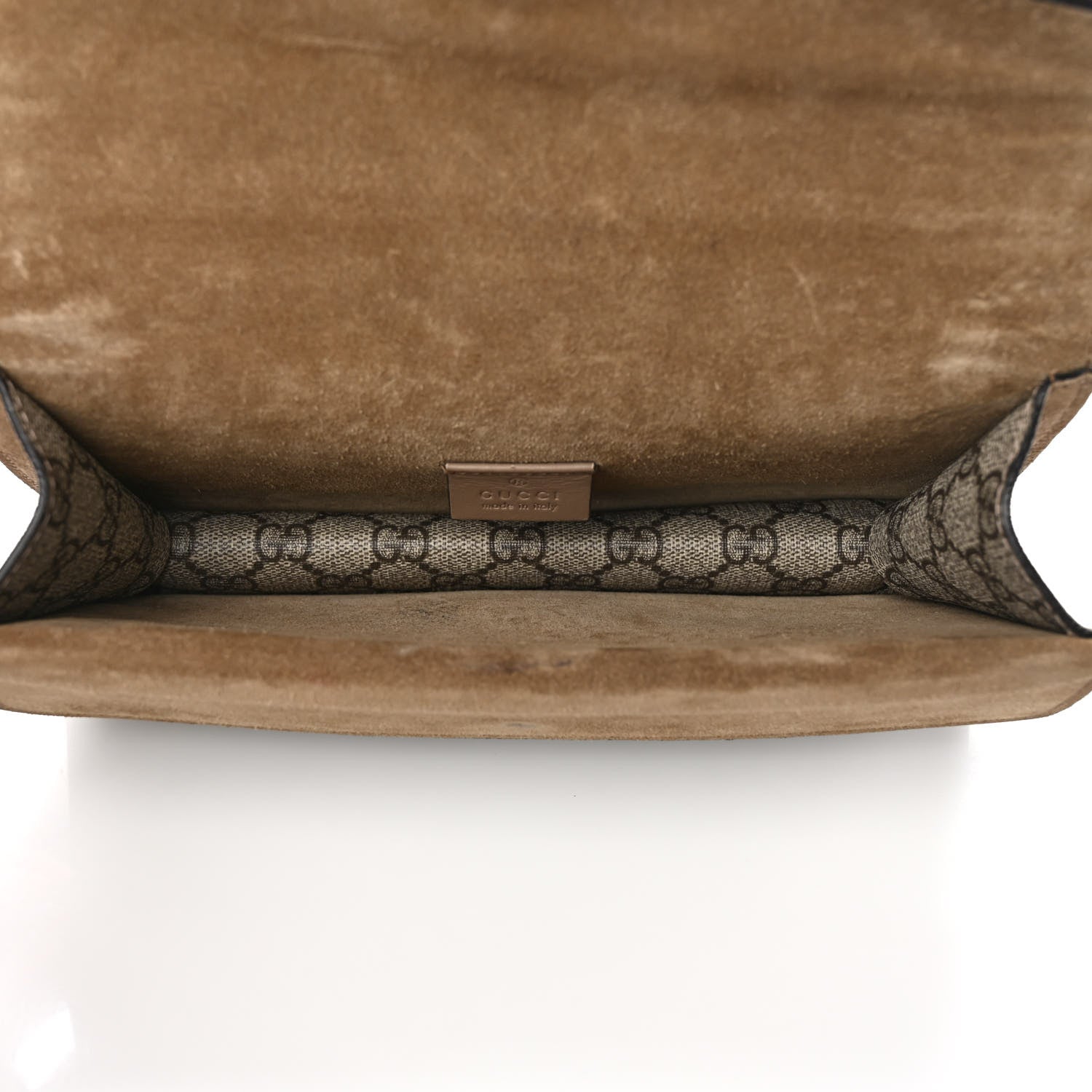 Gucci GG Supreme Monogram Suede Crystal Small Dionysus Shoulder Bag Beige Ebony Taupe 5 of 11