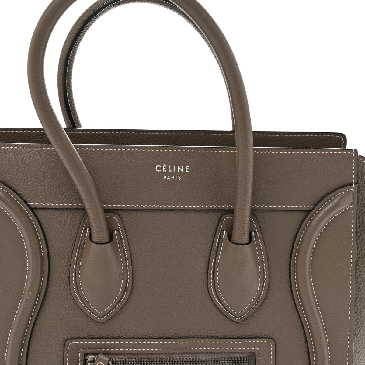 Celine Drummed Calfskin Micro Luggage Souris 7 of 12