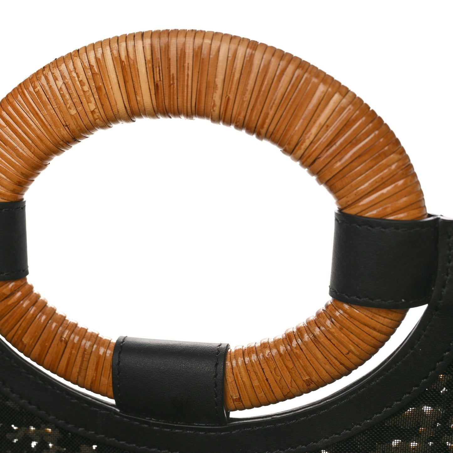 Raffia Vitello Century Wicker FF 1974 Crochet Large Runaway Shopper Tote Natural Black