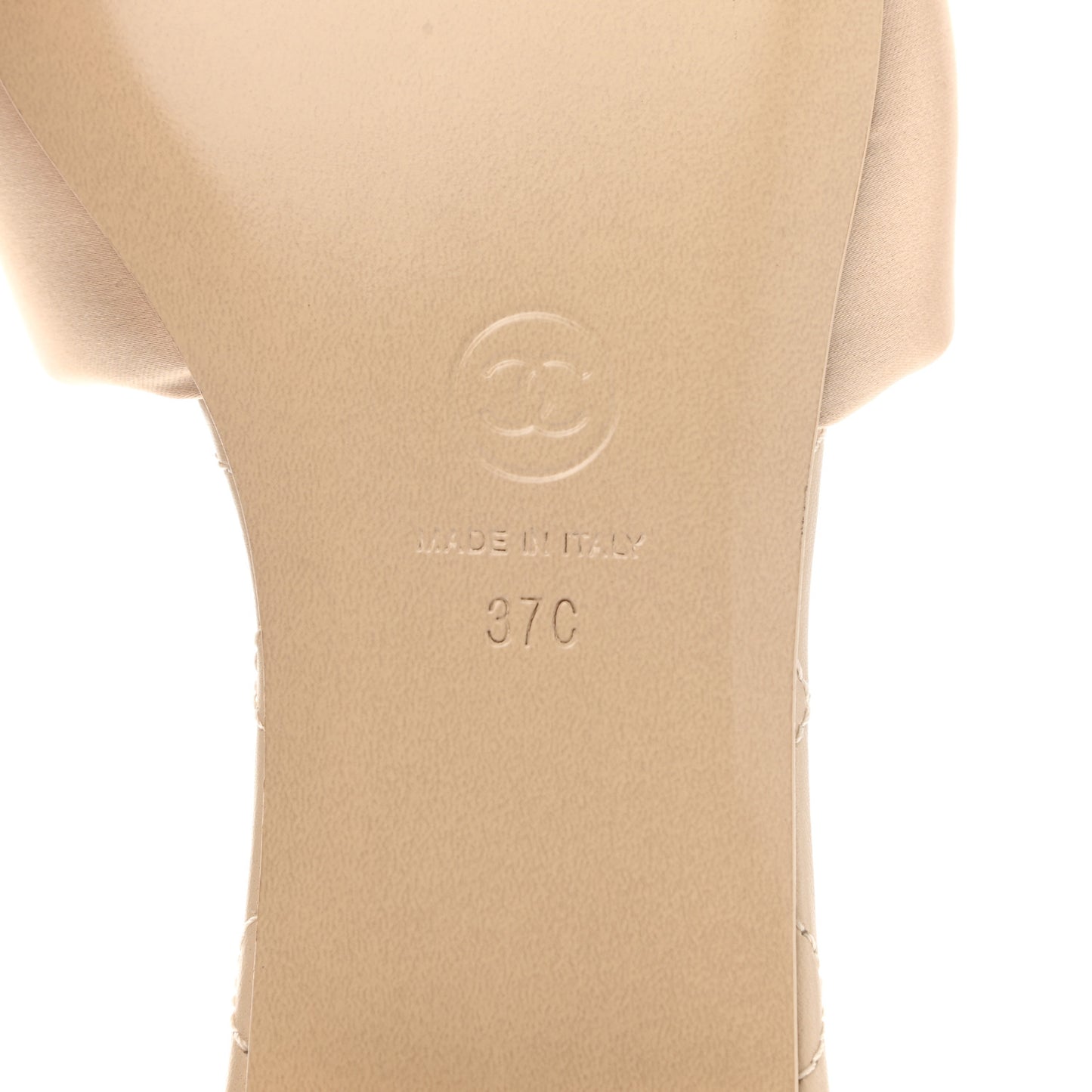 Satin Mule Sandals 37 Beige