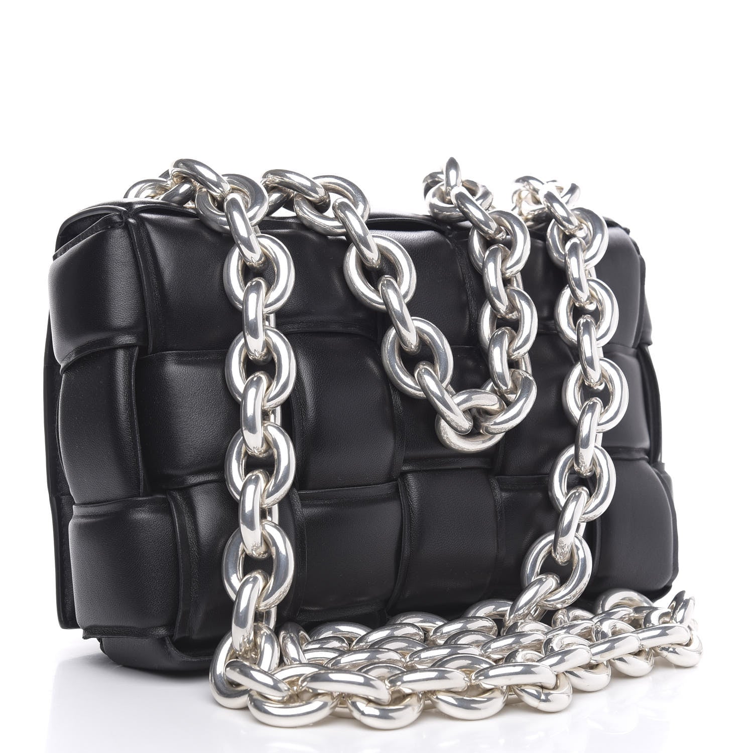 Bottega Veneta Lambskin Maxi Intreccio Padded Chain Cassette Crossbody Bag Black 3 of 10