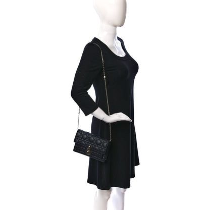 Christian Dior Lambskin Cannage Lady Dior Chain Pouch Black 2 of 9