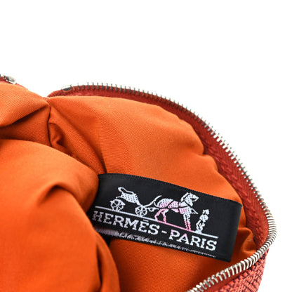 Hermes Abaca Cotton Chevron Travel Cosmetic Pouch Orange 10 of 11
