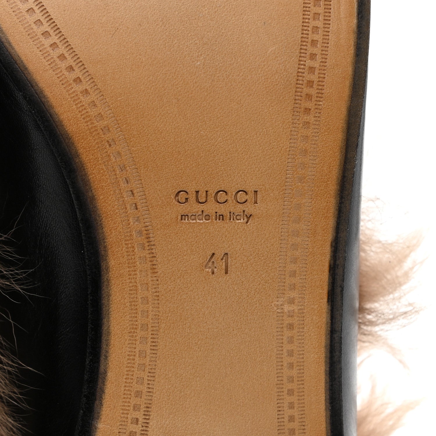 Gucci Malaga Kid Fur Womens Jordaan Loafers 41 Black Natural 6 of 9