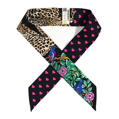 Hermes Silk Jungle Love Love Twilly Black Vert Rose Vif 1 of 4