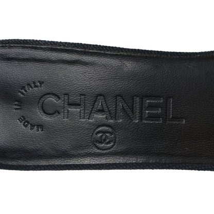 Chanel Canvas Camellia Wedge Sandals 38.5 Black 38 Black 7 of 9