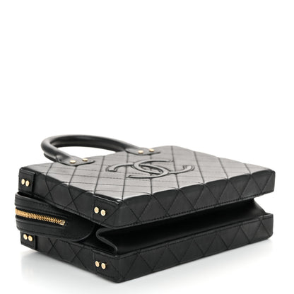 Chanel Calfskin Quilted Studded Square Vanity Case Black 4 of 11
