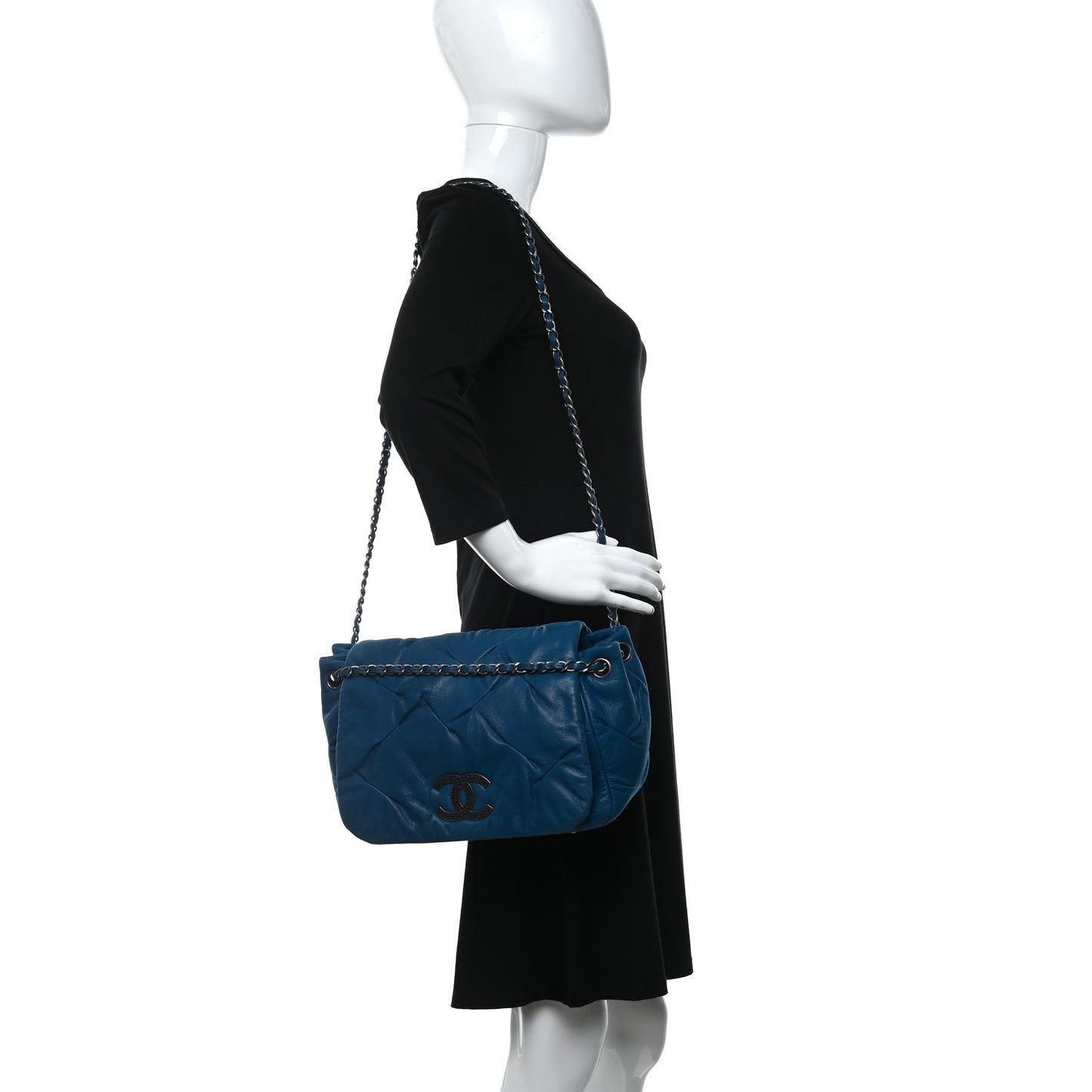 Iridescent Calfskin Glint Flap Blue