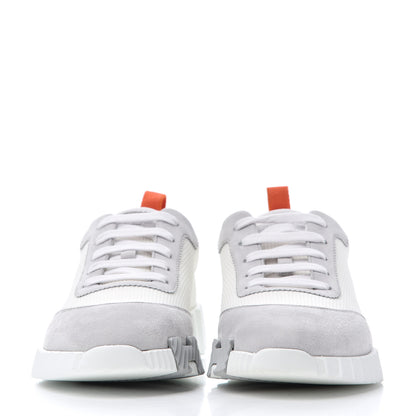 Hermes Technical Canvas Suede Goatskin Bouncing Sneakers 37 White Multicolor 2 of 8