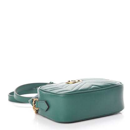 Gucci Calfskin Matelasse Mini GG Marmont Chain Shoulder Bag Emerald Green 4 of 10