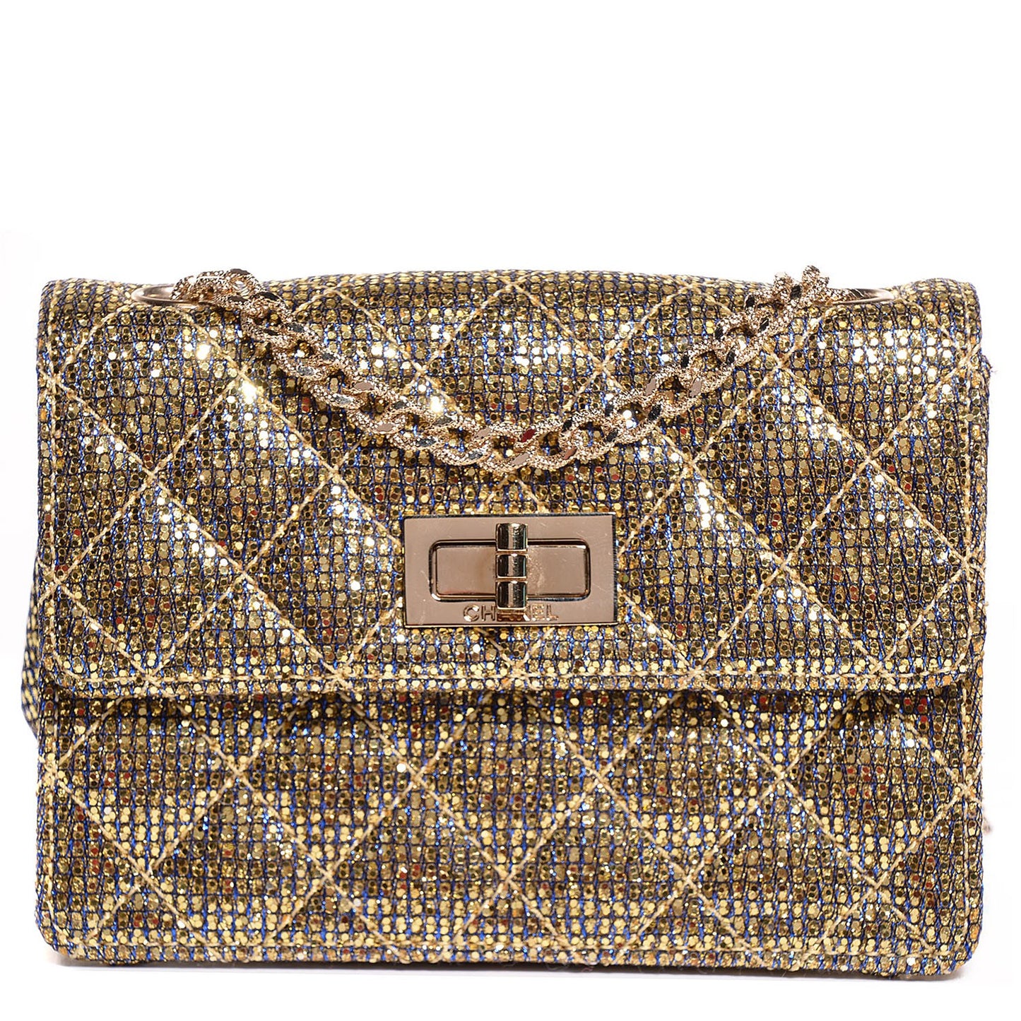 Crystal Quilted Mademoiselle Evening Flap Gold