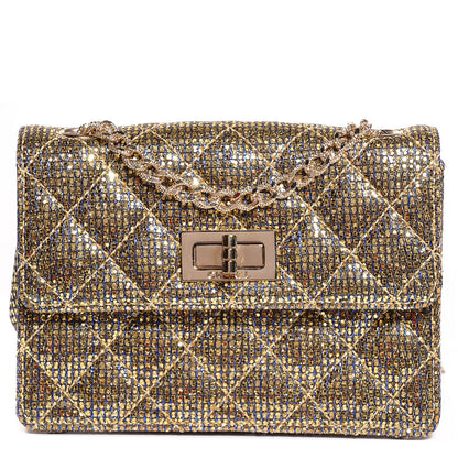 Chanel Crystal Quilted Mademoiselle Evening Flap Gold 1 of 8