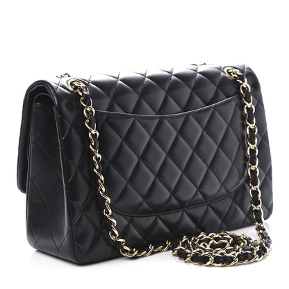 Chanel Lambskin Quilted Jumbo Double Flap Black 3 of 10