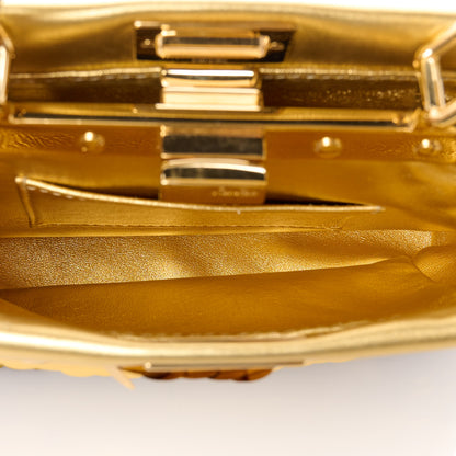 Fendi Sequin Vitello Catalan XS Peekaboo Iconic Satchel Gold 5 of 11