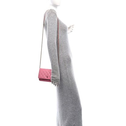 Chanel Lambskin Quilted Wallet On Chain WOC Pink 2 of 11