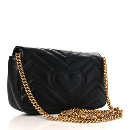 Gucci Calfskin Matelasse Super Mini GG Marmont Shoulder Bag Black 3 of 9