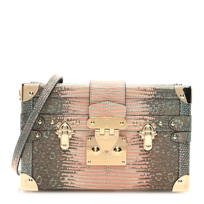 Louis Vuitton Metallic Lizard Petite Malle Green Pink 1 of 9