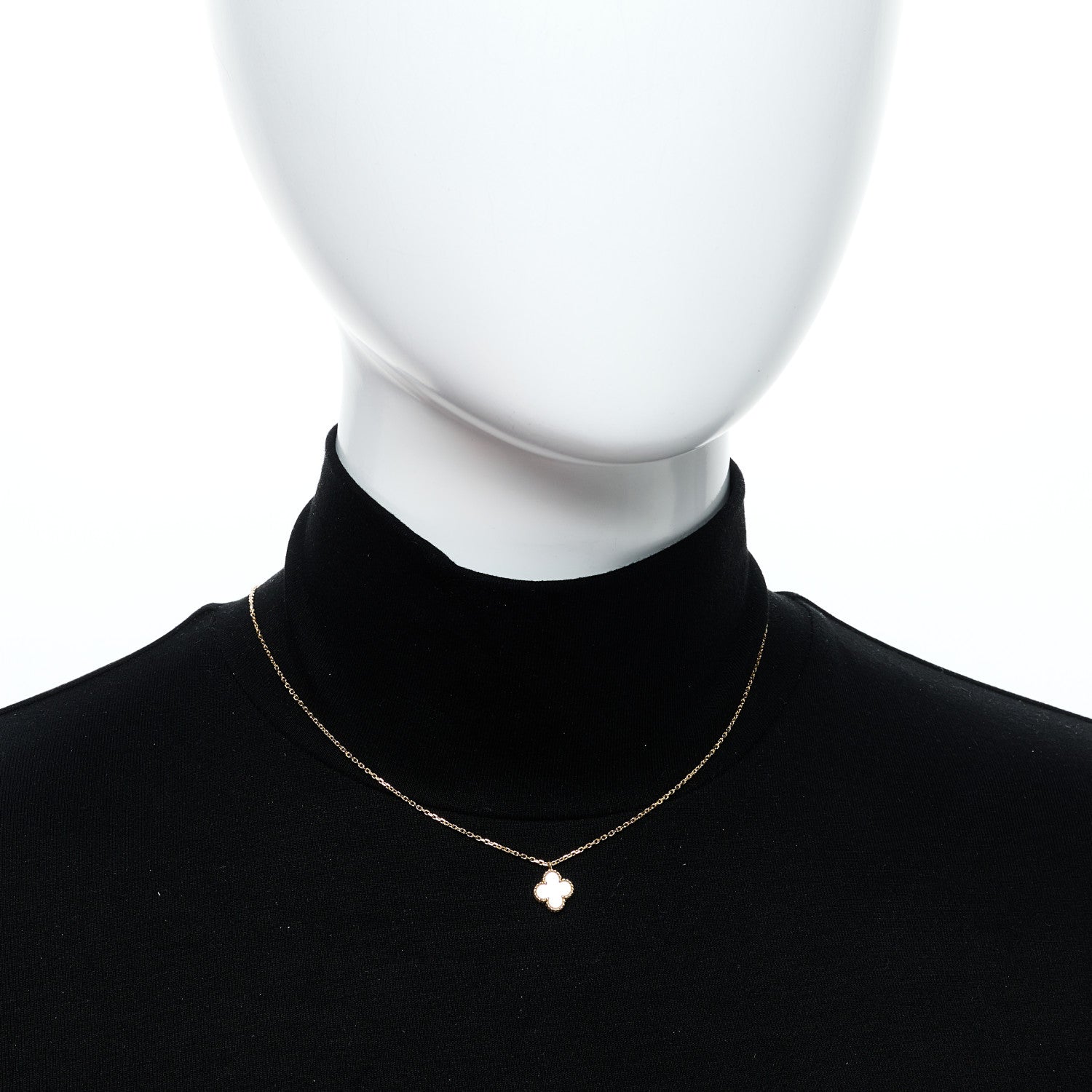 Van Cleef & Arpels 18K Yellow Gold Mother of Pearl Sweet Alhambra Pendant Necklace 2 of 5