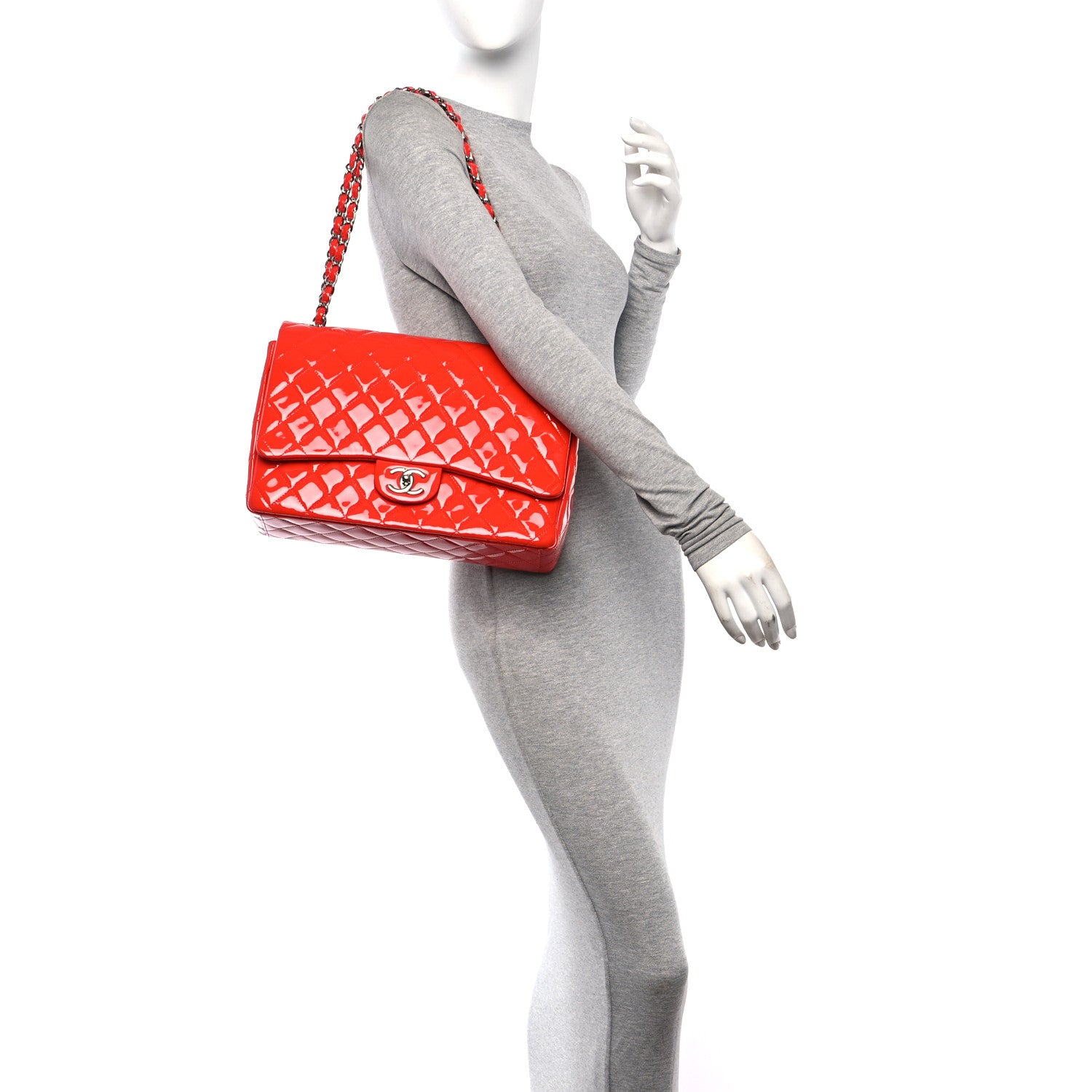 Chanel Patent Quilted Maxi Double Flap Red 2 of 10