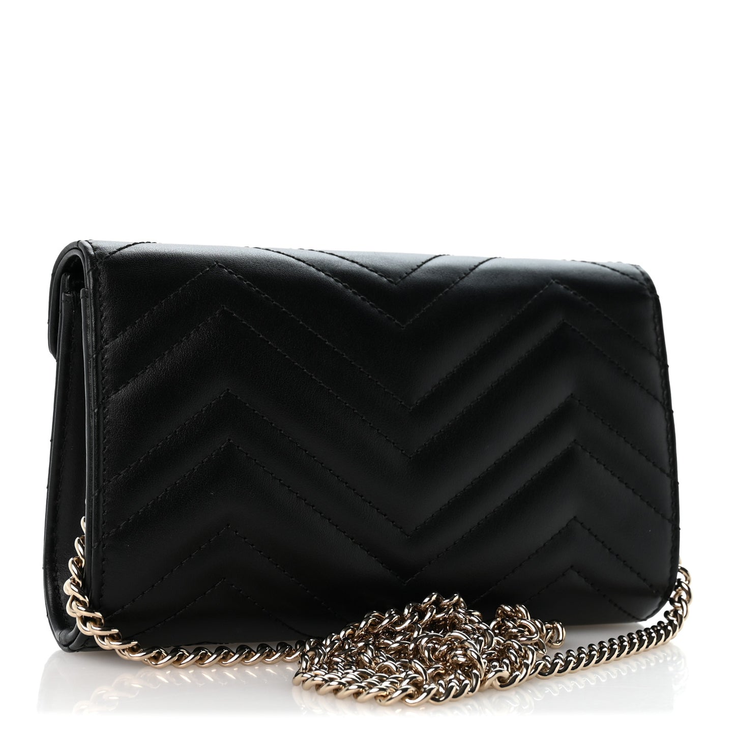 Calfskin Matelasse GG Marmont Chain Wallet Black