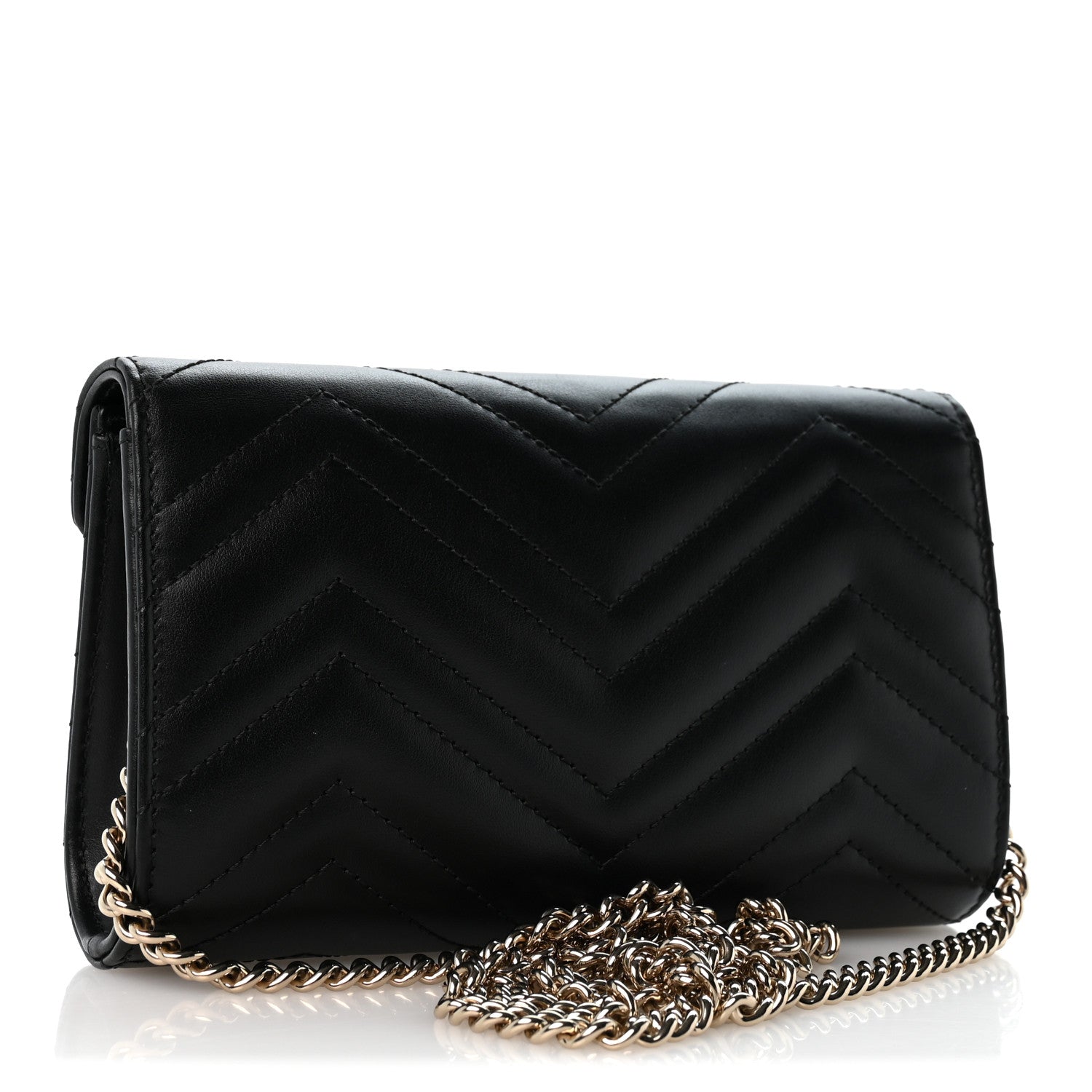 Gucci Calfskin Matelasse GG Marmont Chain Wallet Black 2 of 11