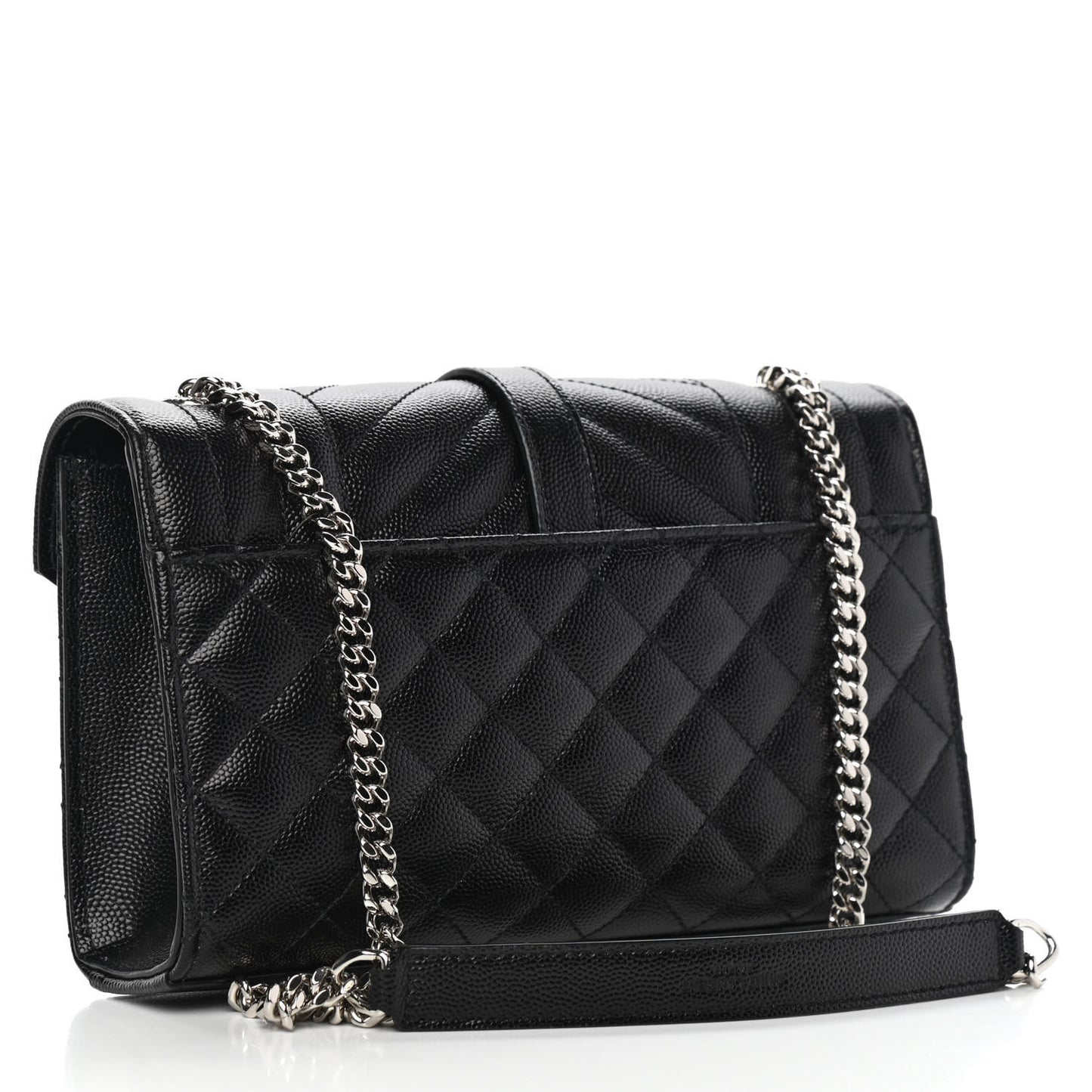 Grain De Poudre Textured Mixed Matelasse Triquilt Small Monogram Satchel Black