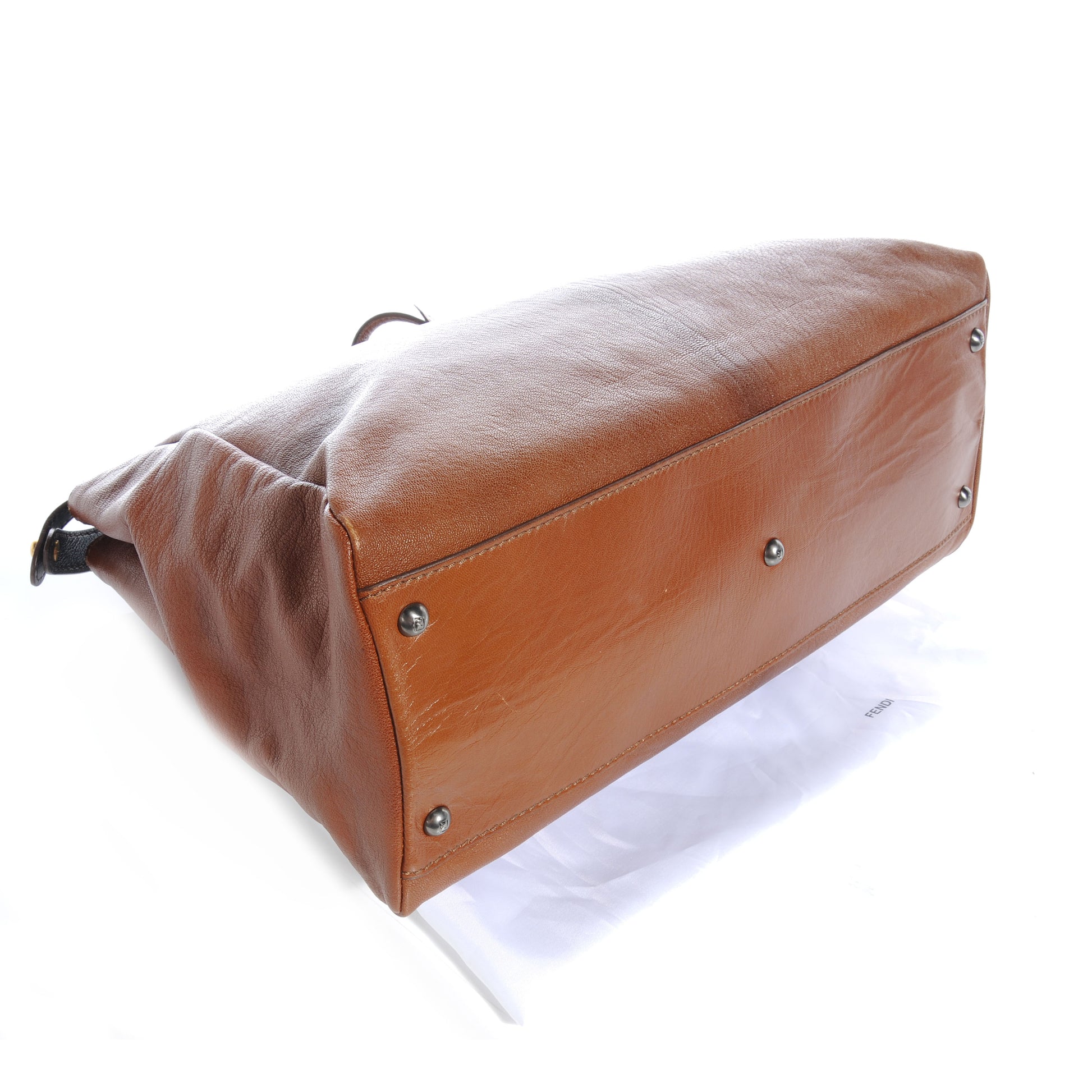 Fendi Goatskin Zucca Large Peekaboo Iconic Satchel Cuoio Tobacco Moro 4 of 9